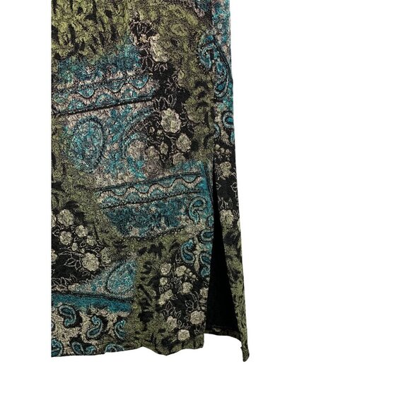 Notations Petite Stretch Midi Skirt PM Multicolor Floral Paisley Pattern Rayon P - Picture 3 of 5